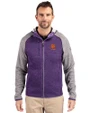 Clemson Tigers Alumni Cutter & Buck Mainsail Full Zip Hooded Mens Jacket College Purple Heather/Polished Heather Front