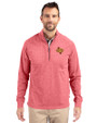 Midwestern State Mustangs Cutter & Buck Adapt Eco Knit Heather Mens Quarter Zip Pullover Cardinal Red Heather Front