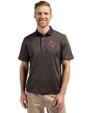 Midwestern State Mustangs Cutter & Buck Virtue Eco Pique Micro Stripe Recycled Mens Big & Tall Polo Black/Elemental Grey Front