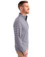 Utah State Aggies College Vault Cutter & Buck Virtue Eco Pique Micro Stripe Recycled Mens Quarter Zip Navy Blue/White Side