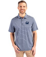 Cal Golden Bears Cutter & Buck Forge Eco Heather Stripe Stretch Recycled Mens Polo Navy Blue Heather Front
