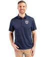 Butler Bulldogs Cutter & Buck Pike Eco Tonal Geo Print Stretch Recycled Mens Polo Navy Blue Front