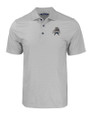 Utah State Aggies College Vault Cutter & Buck Pike Eco Tonal Geo Print Stretch Recycled Mens Polo Elemental Grey Mannequin
