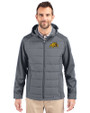 Bowie State Bulldogs Cutter & Buck Evoke Hybrid Softshell Recycled Full Zip Mens Hooded Jacket Elemental Grey Front