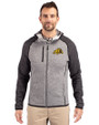 Bowie State Bulldogs Cutter & Buck Mainsail Full Zip Hooded Mens Jacket Polished Heather/Charcoal Heather Front