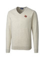 Midwestern State Mustangs Cutter & Buck Lakemont Tri-Blend Mens V-Neck Pullover Sweater Oatmeal Heather Mannequin
