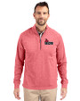 Central Missouri Mules Cutter & Buck Adapt Recycled Soft Knit Stretch Mens Big & Tall Heathered Quarter Zip Pullover Cardinal Red Heather Front
