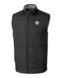 Black; Pittsburgh Steelers Stealth Full Zip Windbreaker Vest For Men