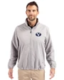 Brigham Young Cougars Cutter & Buck Charter Eco Knit Recycled Big & Tall Full-Zip Jacket Polished Medium Gray Front