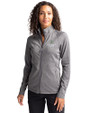 Colorado State Rams Cutter & Buck Adapt Eco Knit Heather Recycled Womens Full Zip Black Heather Front