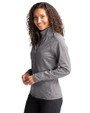 Colorado State Rams Cutter & Buck Adapt Eco Knit Heather Recycled Womens Full Zip Black Heather Side