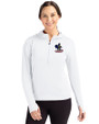 Delaware Fightin' Blue Hens College Vault Cutter & Buck Daybreak Eco Recycled Womens Half Zip Hoodie White Front