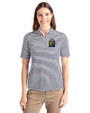 FIU Panthers College Vault Cutter & Buck Virtue Eco Pique Stripe Recycled Womens Top Navy Blue Front