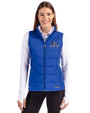 Creighton Bluejays Cutter & Buck Evoke Recycled Honeycomb Fleece Womens Hybrid Full Zip Vest Tour Blue Front
