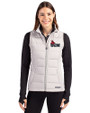 Central Missouri Mules Cutter & Buck Evoke Hybrid Softshell Recycled Womens Full Zip Vest CONCRETE Front