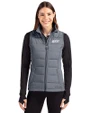 Eastern Kentucky Colonels Cutter & Buck Evoke Hybrid Softshell Recycled Womens Full Zip Vest Elemental Grey Front
