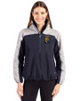 FIU Panthers College Vault Cutter & Buck Charter Recycled Packable Womens Half Zip Anorak Jacket Navy Blue/Polished Front