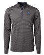 Creighton Bluejays Cutter & Buck Virtue Eco Pique Micro Stripe Recycled Mens Quarter Zip Black/Elemental Grey Mannequin