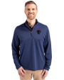 DePaul Blue Demons Cutter & Buck Virtue Eco Pique Micro Stripe Recycled Mens Quarter Zip Tour Blue/Black Front
