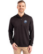 The Citadel Bulldogs Cutter & Buck Virtue Eco Pique Recycled Quarter Zip Mens Pullover Black Front