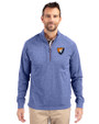 Illinois Fighting Illini College Vault Cutter & Buck Adapt Eco Knit Heather Mens Quarter Zip Pullover Tour Blue Heather Front