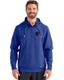 DePaul Blue Demons Cutter & Buck Roam Epic Versatility Half Zip Recycled Mens Hooded Pullover Tour Blue Front