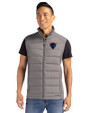 DePaul Blue Demons Cutter & Buck Evoke Hybrid Softshell Recycled Mens Full Zip Vest Elemental Grey Front