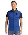 DePaul Blue Demons Cutter & Buck Evoke Hybrid Softshell Recycled Mens Full Zip Vest Tour Blue Front