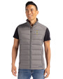 Idaho Vandals Cutter & Buck Evoke Hybrid Softshell Recycled Mens Full Zip Vest Elemental Grey Front