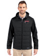 Clark Atlanta Panthers Cutter & Buck Evoke Hybrid Softshell Recycled Full Zip Mens Hooded Jacket Black Front
