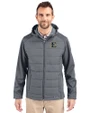 ETSU Buccaneers Cutter & Buck Evoke Hybrid Softshell Recycled Full Zip Mens Hooded Jacket Elemental Grey Front