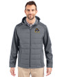 East Carolina Pirates Cutter & Buck Evoke Hybrid Softshell Recycled Full Zip Mens Hooded Jacket Elemental Grey Front