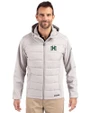 Hawaii Warriors Cutter & Buck Evoke Hybrid Softshell Recycled Full Zip Mens Hooded Jacket CONCRETE Front