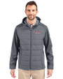 Gonzaga Bulldogs Cutter & Buck Evoke Hybrid Softshell Recycled Full Zip Mens Hooded Jacket Elemental Grey Front