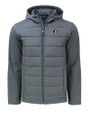 Florida State Seminoles Cutter & Buck Evoke Hybrid Softshell Recycled Full Zip Mens Hooded Jacket Elemental Grey Mannequin