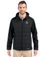 Idaho Vandals Cutter & Buck Evoke Hybrid Softshell Recycled Full Zip Mens Hooded Jacket Black Front