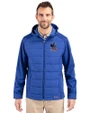 Delaware Fightin' Blue Hens College Vault Cutter & Buck Evoke Recycled Honeycomb Fleece Mens Hybrid Full Zip Jacket Tour Blue Front