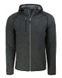 GA Tech Yellow Jackets College Vault Cutter & Buck Mainsail Sweater-Knit Mens Full Zip Hooded Jacket Charcoal Heather Mannequin