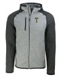 GA Tech Yellow Jackets College Vault Cutter & Buck Mainsail Sweater-Knit Mens Full Zip Hooded Jacket Polished Heather/Charcoal Heather Mannequin