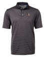 Florida State Seminoles Cutter & Buck Virtue Eco Pique Micro Stripe Recycled Mens Big & Tall Polo Black/Elemental Grey Mannequin