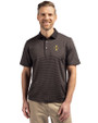 Idaho Vandals Cutter & Buck Virtue Eco Pique Micro Stripe Recycled Mens Big & Tall Polo Black/Elemental Grey Front