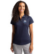 The Citadel Bulldogs Cutter & Buck Forge Stretch Womens Short Sleeve Polo Liberty Navy Front