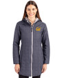 Cal Golden Bears Cutter & Buck Rainier PrimaLoft®  Womens Eco Insulated Hooded Long Coat Anthracite Melange Front