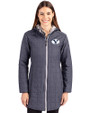 Brigham Young Cougars Cutter & Buck Rainier PrimaLoft®  Womens Eco Insulated Hooded Long Coat Anthracite Melange Front