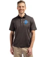 Indiana State Sycamores Cutter & Buck Virtue Eco Pique Micro Stripe Recycled Mens Big & Tall Polo Black/Elemental Grey Front