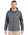Illinois Fighting Illini College Vault Cutter & Buck Evoke Hybrid Eco Softshell Recycled Full Zip Mens Big & Tall Hooded Jacket Elemental Grey Front
