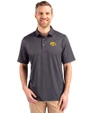 Iowa Hawkeyes Cutter & Buck Pike Banner Print Stretch Mens Polo Black Front