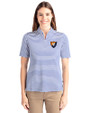 Illinois Fighting Illini College Vault Cutter & Buck Virtue Eco Pique Stripe Recycled Womens Top Tour Blue Front