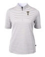 GA Tech Yellow Jackets College Vault Cutter & Buck Virtue Eco Pique Stripe Recycled Womens Top Polished Medium Gray Mannequin