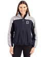 Georgetown Hoyas College Vault Cutter & Buck Charter Eco Recycled Womens Anorak Jacket Navy Blue/Polished Front